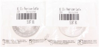 2004 .999 FINE AMERICAN SILVER EAGLES - LOT OF 2