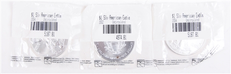 2004 .999 FINE AMERICAN SILVER EAGLES - LOT OF 3