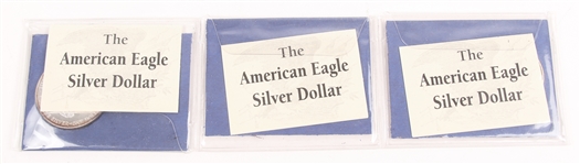 1997 .999 FINE AMERICAN SILVER EAGLES - LOT OF 3