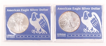 1997 .999 FINE AMERICAN SILVER EAGLES - LOT OF 2