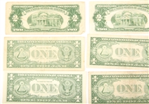 SILVER CERTIFICATES & TWO DOLLAR BILLS - LOT OF 8