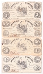 1861 STATE OF FLORIDA OBSOLETE NOTES $5 $20 $50 & $100