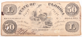 1861 STATE OF FLORIDA OBSOLETE NOTES $5 $20 $50 & $100