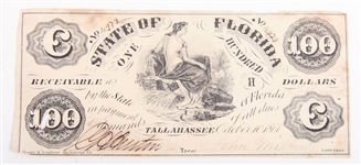 1861 STATE OF FLORIDA OBSOLETE NOTES $5 $20 $50 & $100