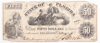 1862 STATE OF FLORIDA OBSOLETE NOTES - $5 & $50