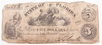 1862 STATE OF FLORIDA OBSOLETE NOTES - $5 & $50