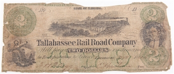 1860'S TALLAHASSEE RAILROAD OBSOLETE NOTES - LOT OF 15