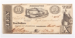 1843 BANK OF FLORIDA EXCHANGE NOTES - $2, $5 & $10