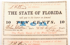 1863 STATE OF FLORIDA FRACTIONAL NOTES - UNCUT 10 CENT