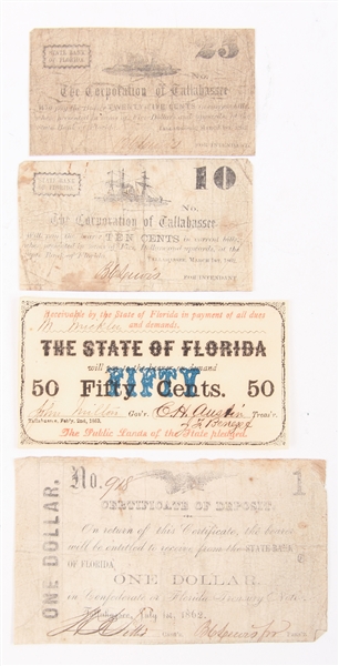 1860S TALLAHASSEE FLORIDA SMALL OBSOLETE CURRENCY
