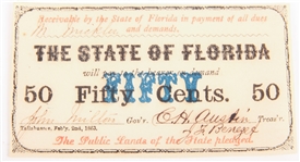 1860'S TALLAHASSEE FLORIDA SMALL OBSOLETE CURRENCY