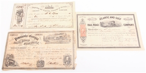 FLORIDA & GEORGIA RAILROAD & COMPANY STOCKS - LOT OF 3
