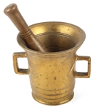 BRASS MORTAR AND PESTLE WITH HANDLES