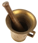 BRASS MORTAR AND PESTLE WITH HANDLES