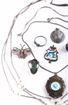 STERLING SILVER NECKLACES, PENDANTS, RINGS & BROOCHES