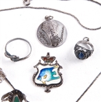 STERLING SILVER NECKLACES, PENDANTS, RINGS & BROOCHES
