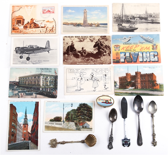 20th C. ESTATE TRAVEL SOUVENIR & POSTCARD LOT OF 17