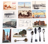 20th C. ESTATE TRAVEL SOUVENIR & POSTCARD LOT OF 17