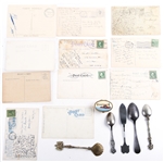 20th C. ESTATE TRAVEL SOUVENIR & POSTCARD LOT OF 17