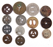 20TH CENTURY US TRANSPORTATION TOKENS LOT OF 14