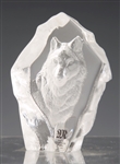 MATS JONASSON CRYSTAL ART GLASS WOLF SCULPTURE
