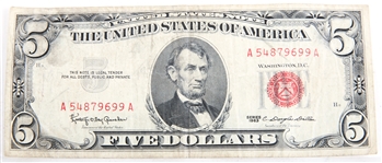 US CURRENCY & COIN - RED SEAL, WHEAT CENTS
