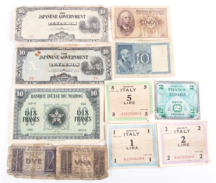 WWII ERA FOREIGN AND ALLIED MILITARY ISSUED CURRENCY