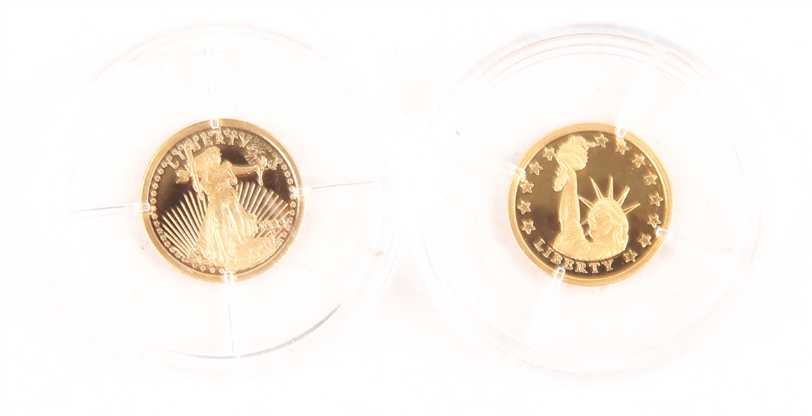 14K GOLD MINIATURE AMERICAN MINT COINS - LOT OF 2