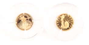 14K GOLD MINIATURE AMERICAN MINT COINS - LOT OF 2