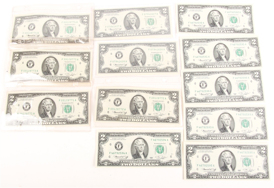 UNITED STATES TWO DOLLAR BILLS 1976 - LOT OF 12