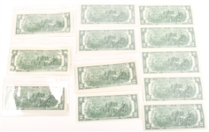 UNITED STATES TWO DOLLAR BILLS 1976 - LOT OF 12