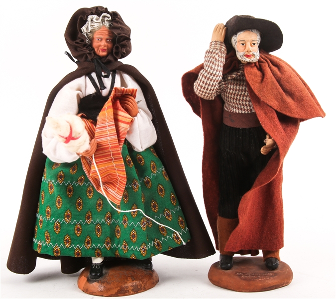 SANTON FRENCH CLAY FIGURES LOT OF 2 SIGNED 
