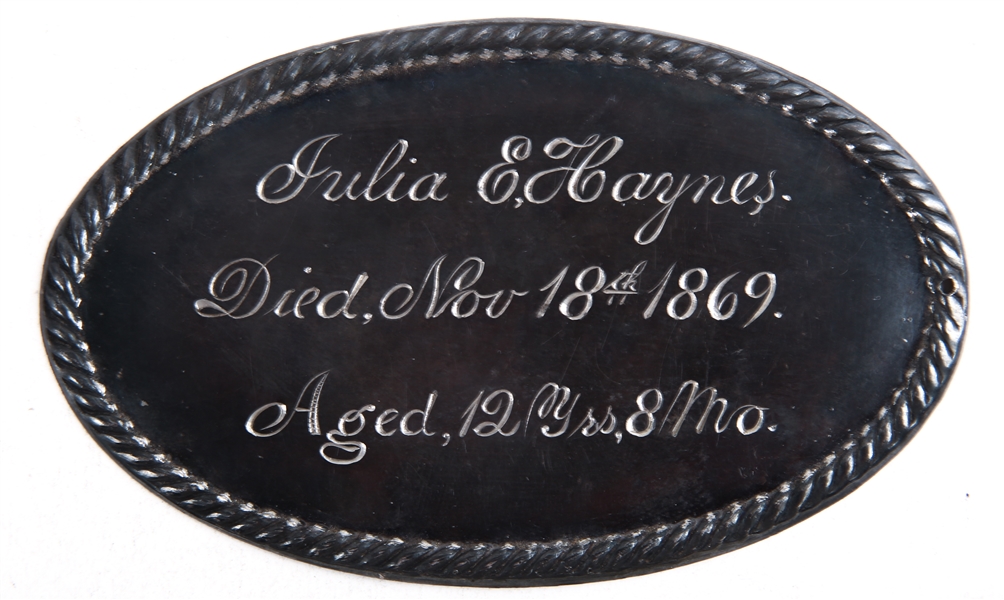 STERLING SILVER ENGRAVED CASKET PLATE DATED 1869