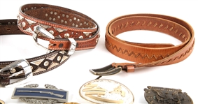 BELT BUCKLE AND BELT LOT OF 19