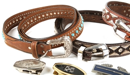 BELT BUCKLE AND BELT LOT OF 19