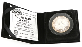 2005 SUPERBOWL XXXIX 1 OZT .999 FINE SILVER FLIP COIN