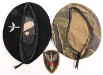 REPRODUCTION MILITARY BERET AND PATCH LOT OF 3