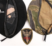 REPRODUCTION MILITARY BERET AND PATCH LOT OF 3