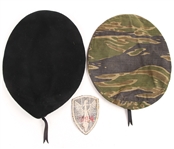 REPRODUCTION MILITARY BERET AND PATCH LOT OF 3