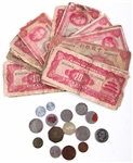 WWII ERA FOREIGN CURRENCY BANK NOTE AND COIN LOT