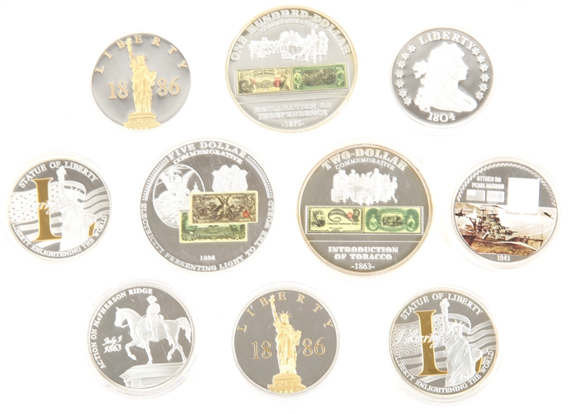 AMERICAN MINT SILVER PLATED COMMEMORATIVE COINS