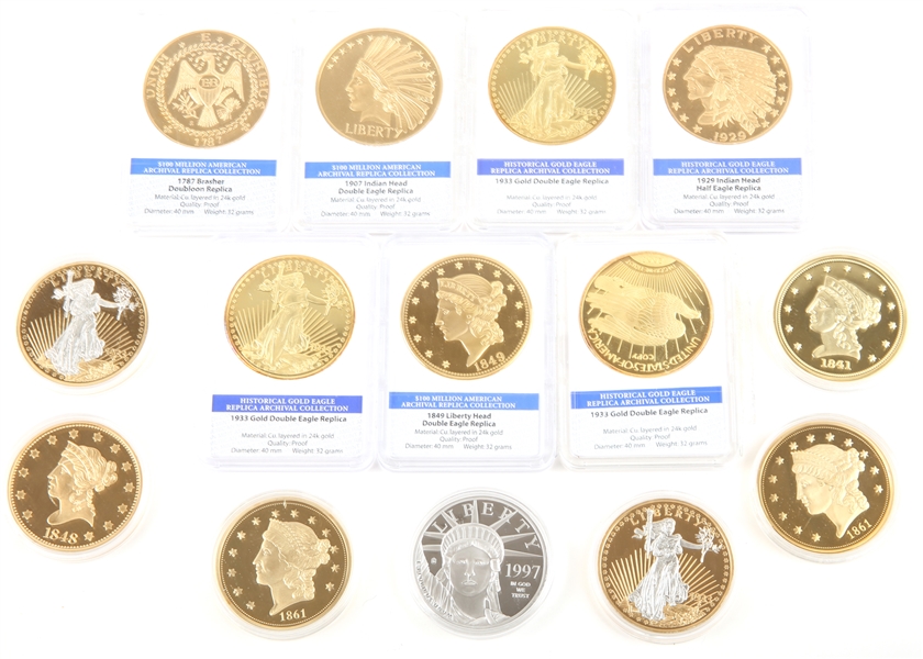 AMERICAN MINT PROOF GOLD REPLICA COINS - LOT OF 14