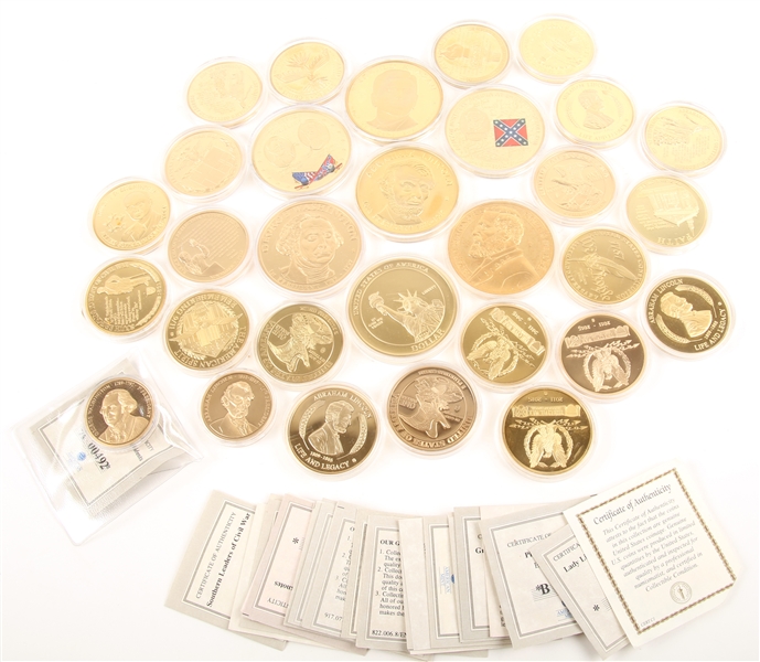 AMERICAN MINT PROOF GOLD MEDALS / COINS - LOT OF 30