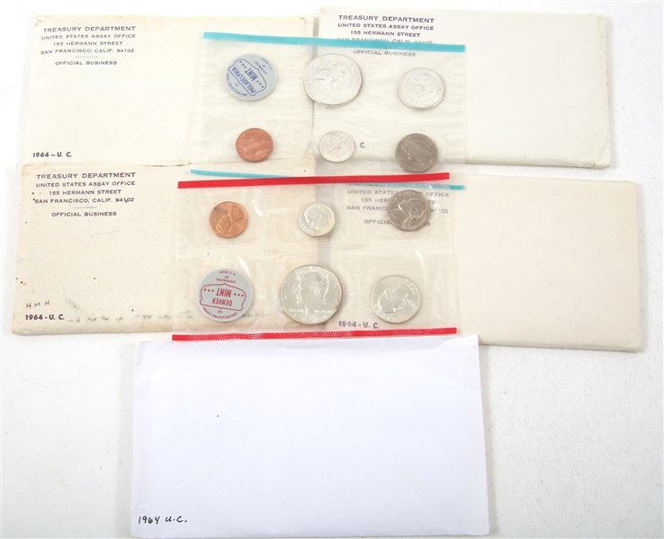 1964 U.S. SILVER MINT COIN SETS - LOT OF 5