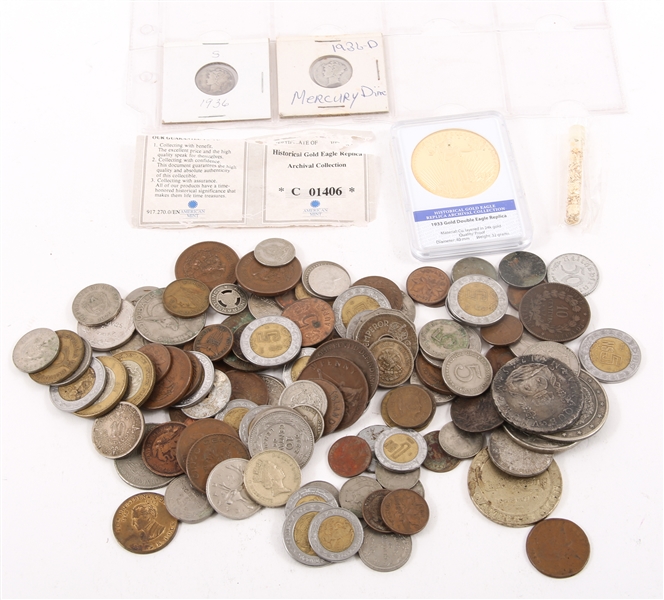 CLAD WORLD COINS, TOKENS, & MEDALS - 730 GRAMS