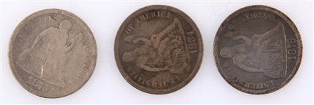 UNITED STATES SILVER SEATED LIBERTY DIMES 1875-1884