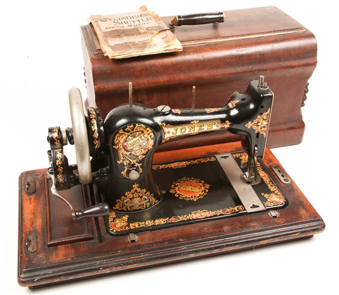 EARLY 20TH C. JONES CYLINDER SHUTTLE SEWING MACHINE