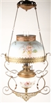 19TH C. BRADLEY & HUBBARD HANGING PARLOR OIL LAMP