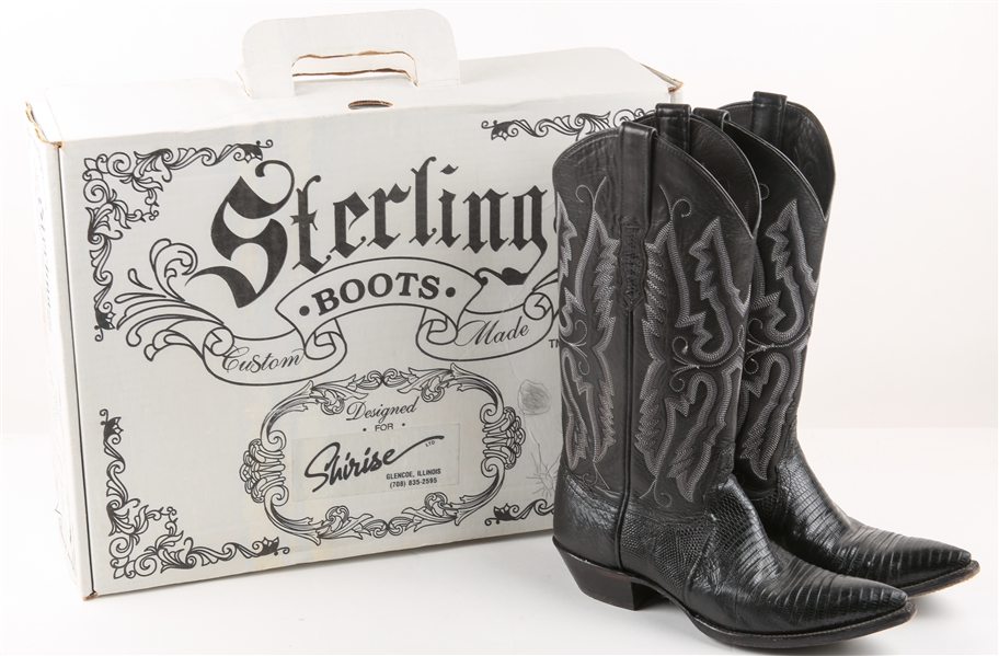 STERLING BLACK LEATHER COWBOY BOOTS