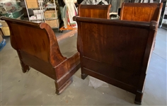 19TH C. MAHOGANY FRENCH SLEIGH BED FRAMES